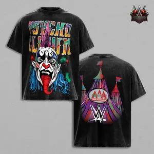 Psycho Clown AAA Lucha Libre T-Shirt, Mexican Wrestling Graphic Tee, AAA Worldwide Mask Clown Design, Classic Cotton Unisex Shirt, Streetwear Front Back Print, WWE Crossover Fan Apparel, TikTok Shop US Trending Tee