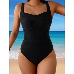 Women One Piece Swimsuits Tummy Control Black Bathing Suits Push up Full Coverage Swimwear for Summer Beach