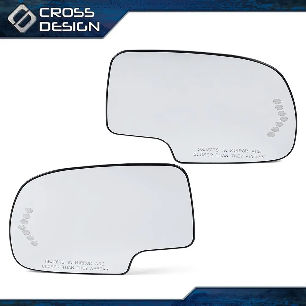 CROSSDESIGN Heated Automotive Replacement Mirror Glass with Turn Signal - Car, Vehicle, Auto Parts Accessories for 2003-07 Chevy, GMC, Cadillac (Left & Right), Car Accessories