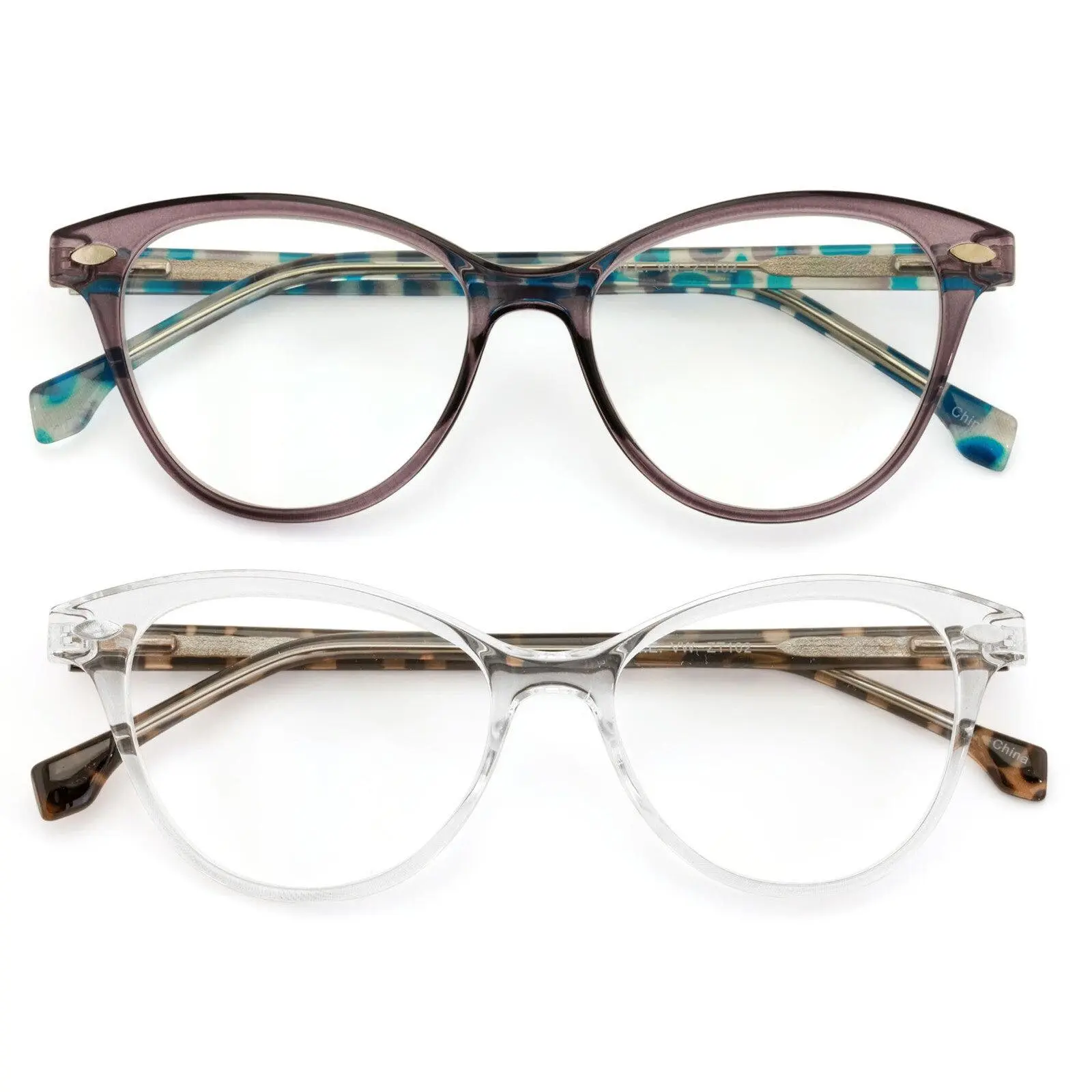 2 Pairs Women 2 Tone Oval Tortoise Temple Optical Frame Fashion Reading Glasses ZT102