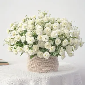 Artificial Carnation & Lilac Head without Vase, 2 Counts/set Elegant Faux Flower Bouquet, Decorative Flower for Home Party Wedding