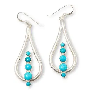 Mine Finds by Jay King Sterling Silver Peruvian Turquoise Open Pear Drop Earrings