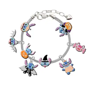 Spooky Season Just Got Cuter with This Stitch Bracelet Unisex Halloween Charms Featuring Stitch in Bat and Witch Costumes