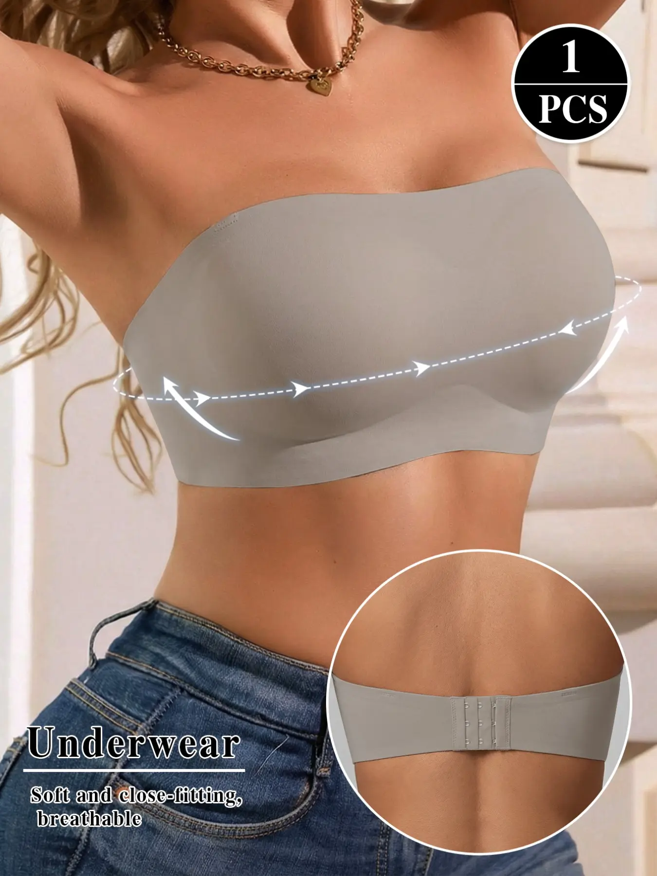 Strapless Jelly Smooth Bra, Elegant Bandeau Push Up Bra, Seamless Invisible Non-slip Adjustable Bra for Daily Wear, Sports Underwear, Womenswear, Clothes