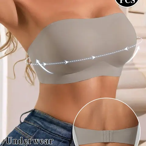 Jelly Bra Strapless Bandeau Push Up Bra, Seamless Invisible Non-slip Adjustable Fit Bra for Daily Wear and Sports
