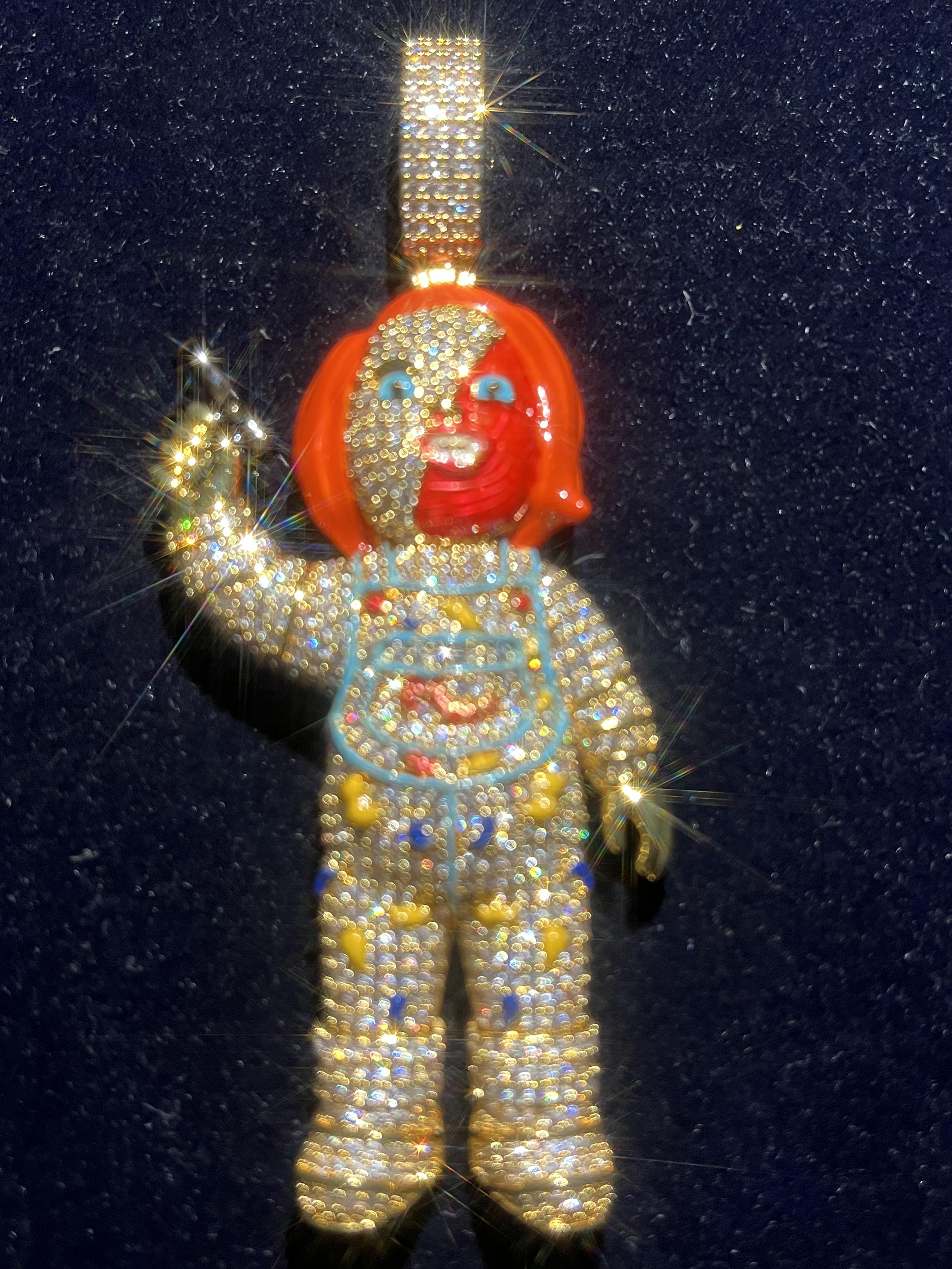 Custom Hip-Hop 3D Clown Doll Face VVS Ice Diamond Hip-Hop Men's Pendant Enamel Character Design Charm 14k Gold-Plated Luxury Fashion Jewelry Father's Day Mother's Day Gift