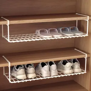 Multi-Purpose Metal Shoe Rack - Ceiling Mounted Storage Shelf For Shoes Clothes And Accessories - Space Saving Hanging Organizer For Bedroom Bathroom Wardrobe - 1Pc