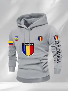 Men's casual fleece hoodie, Columbia-themed hoodie sweater