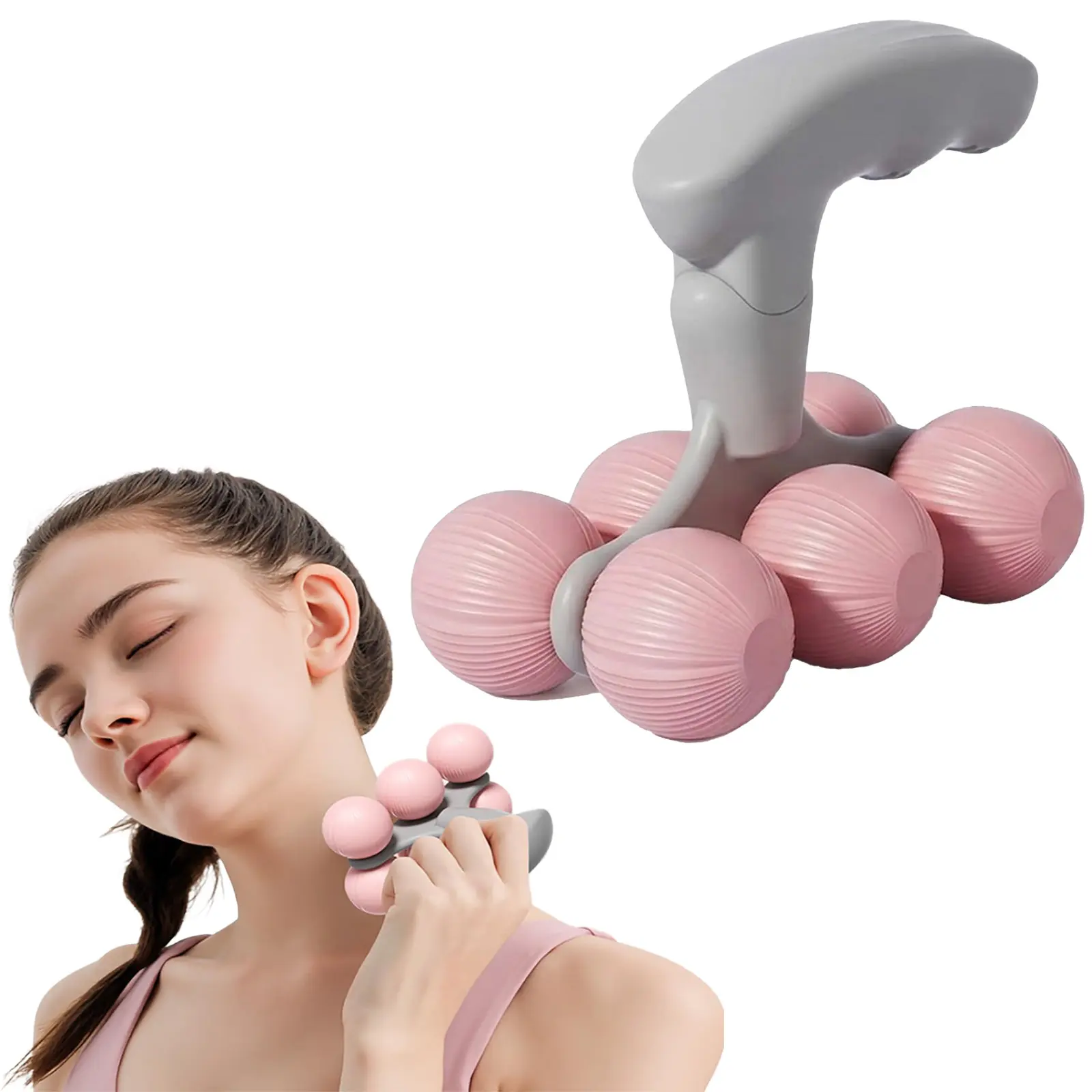 Handheld Muscle Massage Roller - Massager for Shoulder, Neck and Legs, Home Fitness Body Roller, Manual Massage Tool - Muscle Rlaxation & Strenthing - Scalp Massager
