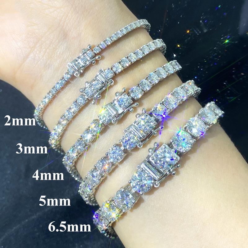 [Big Factory] Unisex Moissanite Tennis Chain For Women Original 925 Sterling Silver Gold Man Moissanite Bracelet Chain Hip hop