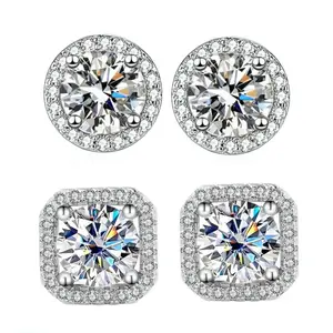 DISINIYA Color Earrings Mosonite Earring Square Bag Earrings marry Jewelry simple and fashionable party, Valentine's Day gift