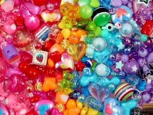 Acrylic Bead Grab Bag - Cute Lot of Plastic Beads - great for kandi, ispy, sensory crafts, jewelry making - 150+ pcs