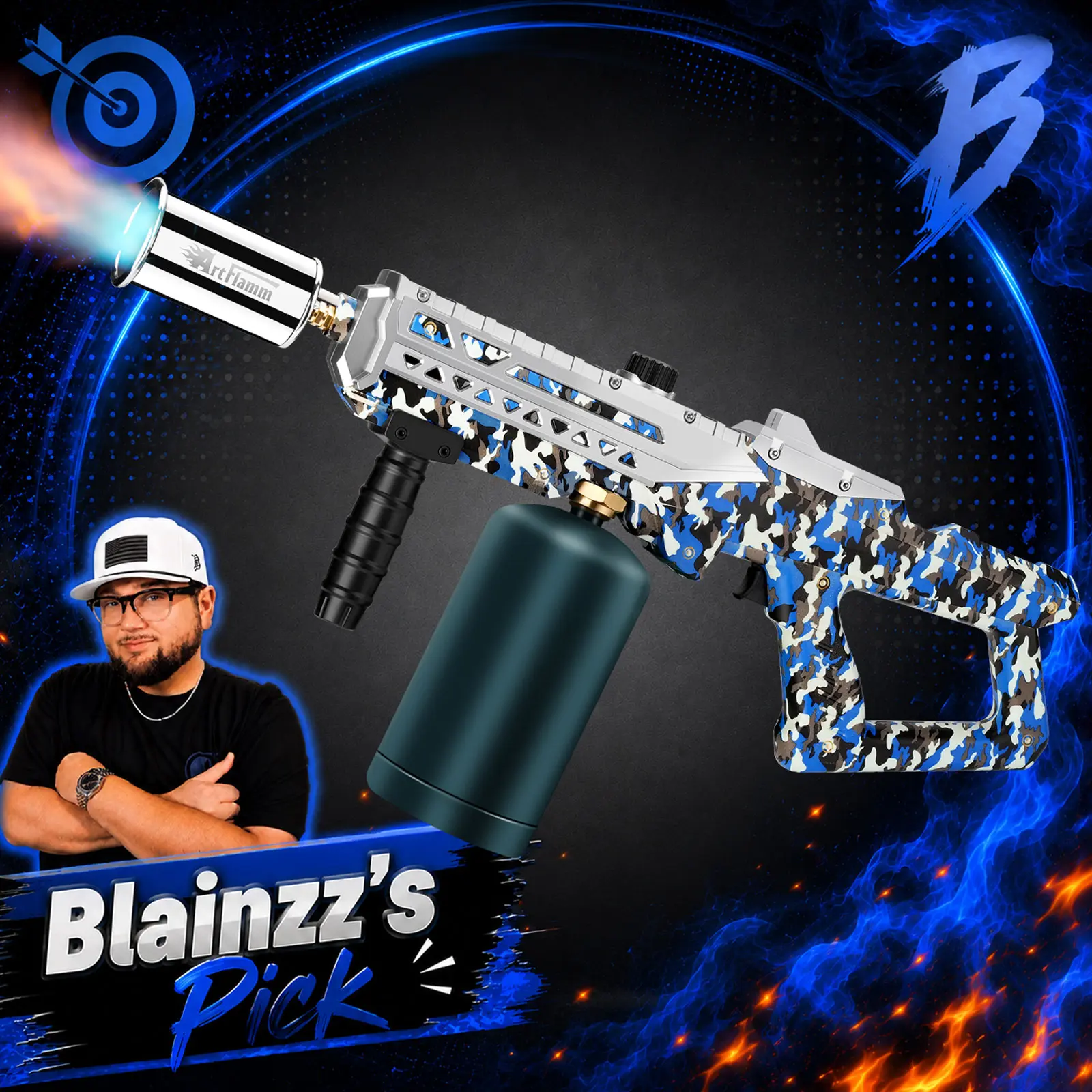【Blainzz‘s Pick】Powerful Propane Torch Gun, Flamethrower With Adjustable Flame, High Heat Output Blow Torch for Campfire, Fire Pit Starter, Fun Gift (Propane Tank Not Included)