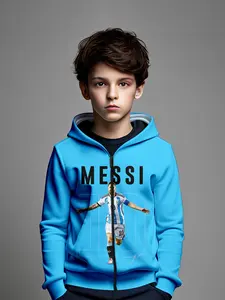 Boys Cristiano Ronaldo 3D Print Zipper Hoodie, Graphic Team Hoodie, Casual Outdoor Fitted Sweatshirt, All over Print, Spring & Fall