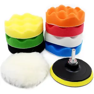 Pcs  inch Car Polishing Pad Kit, Sponge and Wool Polishing Pad Set with M Drill Adapter, Car Buffer Polisher Drill Buffing Kit for Polishing,Waxing,Sealing Glaze