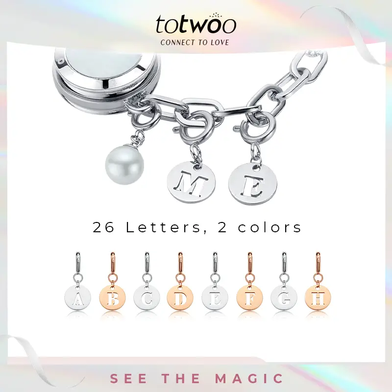 【Letter Charm Only】totwoo 26 Letter Charm of Touch Bracelets 3 Colors Silver Rose Gold Black Jewelry Accessories