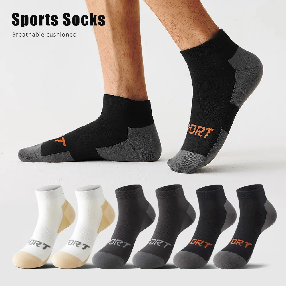 Men's Cotton Ankle Socks (6 Pairs) - Menswear, Activewear, Sportswear, Athletic Socks with Arch Support, Moisture Wicking, Breathable, Odorless, Durable for Basketball, Running