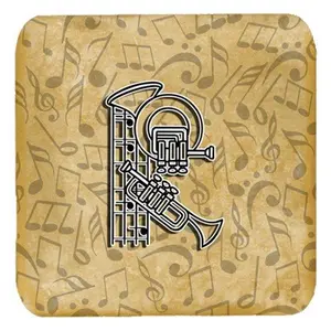 212 MAIN Letter R Musical Theme Foam Coasters - Set of 4, Permanent Dye, Fade-Proof, Heat-Resistant, Insulated Tableware Accessory, Placemat-Compatible
