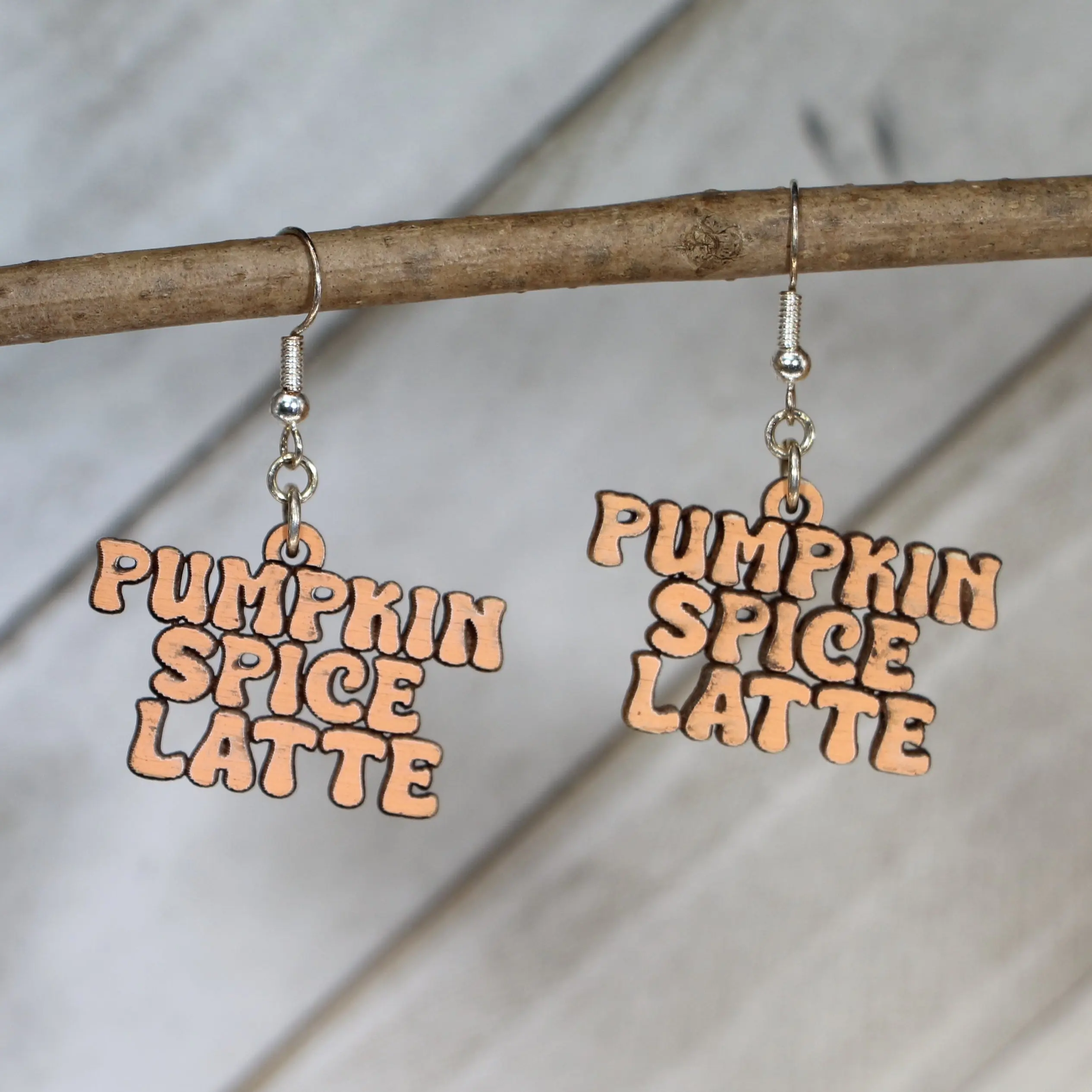 Pumpkin Spice Latte Wooden Dangle Earrings | Coffee Lover Fall Jewelry
