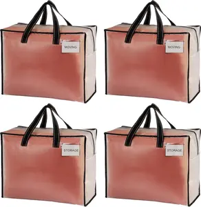 VENO 4 Pack 13 Gallon CLEAR Moving Storage Bags – Heavy Duty Clear Totes with Zipper for Bedding & Camping