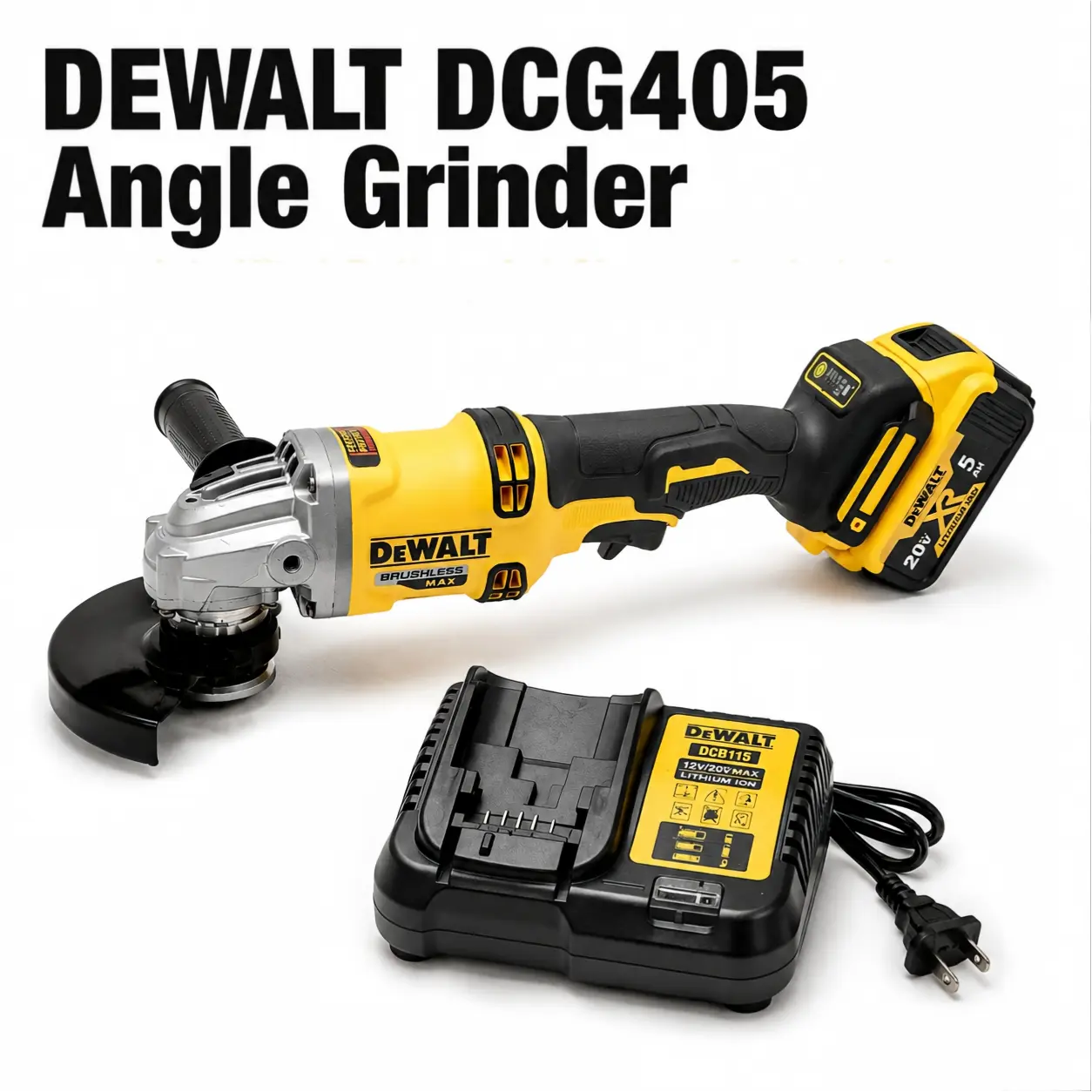 DEWALT DCG405 125mm Brushless Angular Sander - M10/M14 Spindle Thread, 9000 RPM, for Metal Cutting & Surface Grinding, Cordless Max XR Tool with Auto Switch