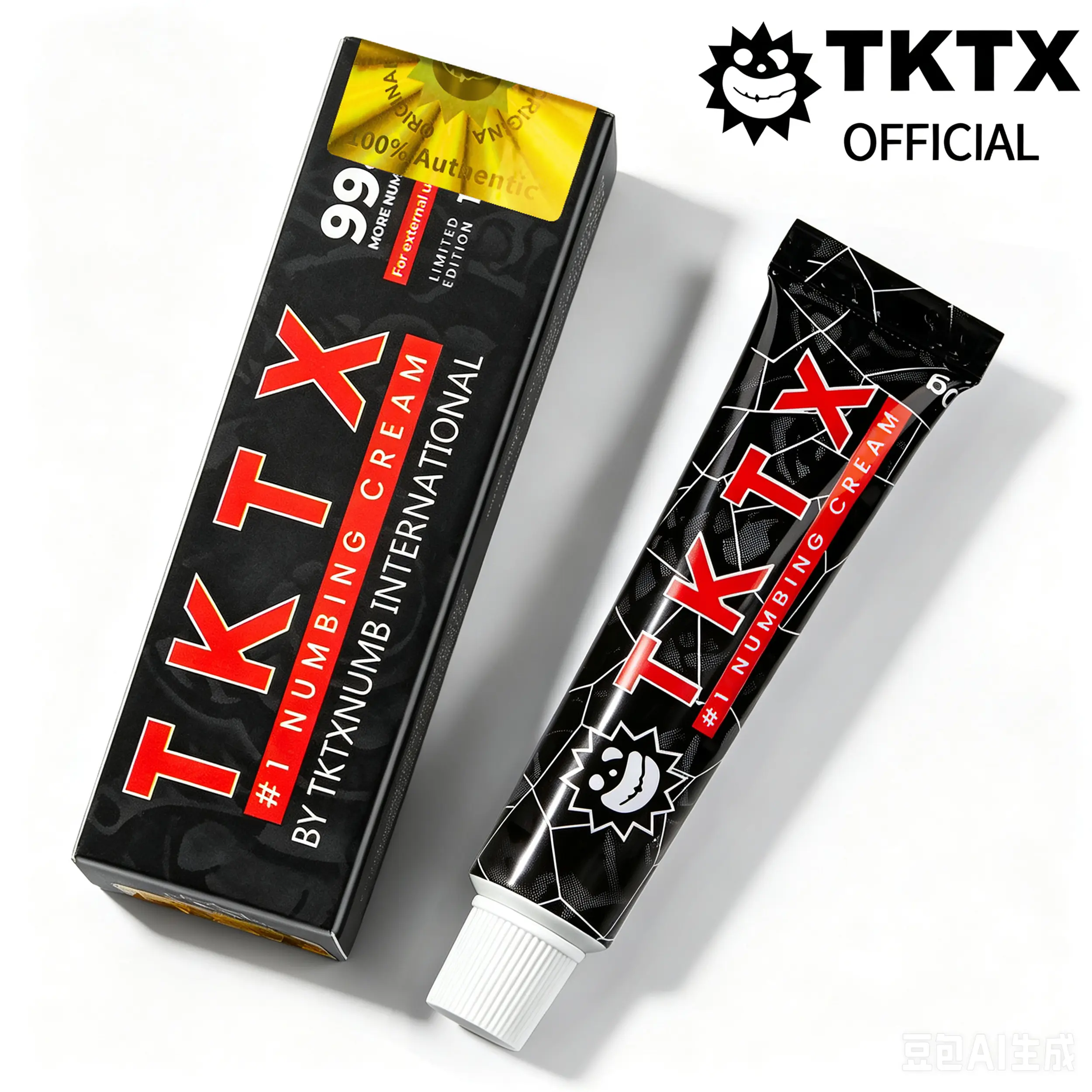 TKTX Tattoo Numbing Cream - Black | 99% Limited Edition Very Strong | Tattoos | Laser Removal | Waxing | Eyebrow Threading | Cosmetic Cream 10g.