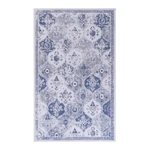 Rigo 5' x 8' Blue/ Machine Washable Low-Pile, Non-Slip, Non-Shedding, Foldable, Kid & Pet Friendly Area Rug