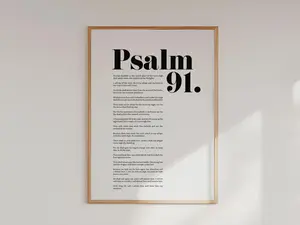 Psalm 91 King James Version Bible Verse Wall Art, KJV, Christian Modern Scripture Poster, Bold Typography, Baptism, Baby Shower Poster No Frame