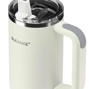 SILICANICE 30oz Insulated Tumbler with Handle & Straw - Cream Color - New in Box - Perfect for Drinks