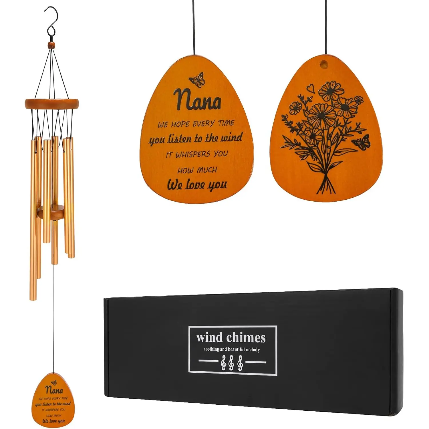 Gift for Nana from Grandkids Unique Outdoor Windchimes, Thoughtful Gifts Ideas for Christmas, Thanksgiving, Mother's Day & Birthday