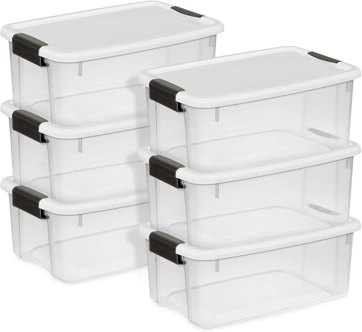 Sterilite 18 Qt Ultra Latch Box, Durable Clear Storage Bin w/ Lid, 6 Pack | Heavy-Duty and Stackable Plastic Containers with Latches for Closet, Cabinet, Bedroom, Bathroom and Dorm Room Organization