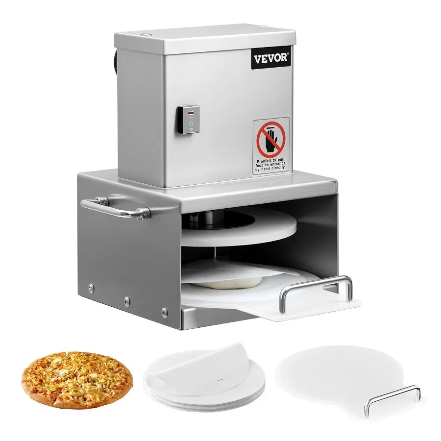 【Summerfinds】Electric Pizza Dough Press Machine - Automatic Tortilla Maker with 1-Touch Auto Lift, 6 in Stainless Steel Plate, Adjustable Thickness, Commercial Pastry & Bread Forming Tool, Includes 100 Pcs Parchment Setdealsforyoudays