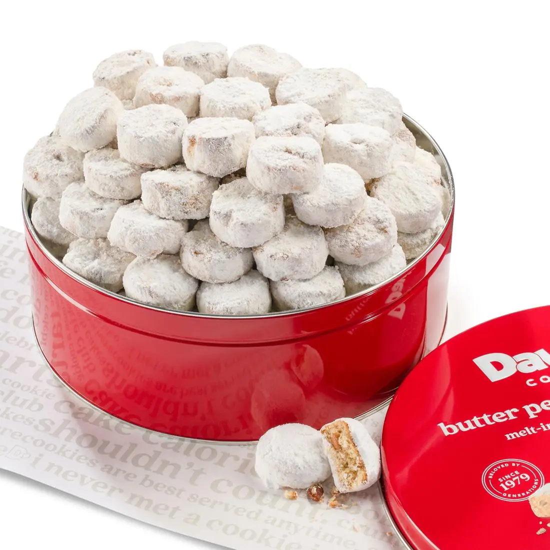 DAVID'S COOKIES Butter Pecan Meltaway Cookies – Delicate, Melt-in-Your-Mouth Butter Cookies with Crunchy Pecans, Kosher Certified, 32 oz Gift Tin