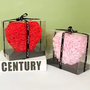 Foam Simulation Flower Rose Love Heart Set - Valentine's Day/Teacher's Day Gift, PE Flower Heart-Shaped Gift Box Set, Artificial Roses Bouquet