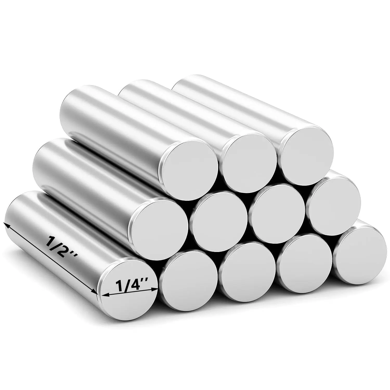 Neodymium Magnet Cylinder, Rod Magnet Dia 1/4''×1/2'' 12 Pack, Magnetic Cylinder, Rare Earth Magnets Rod for Industrial Purposes (MC607)
