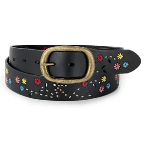 Old Trend Blossom Stitched Leather Belt