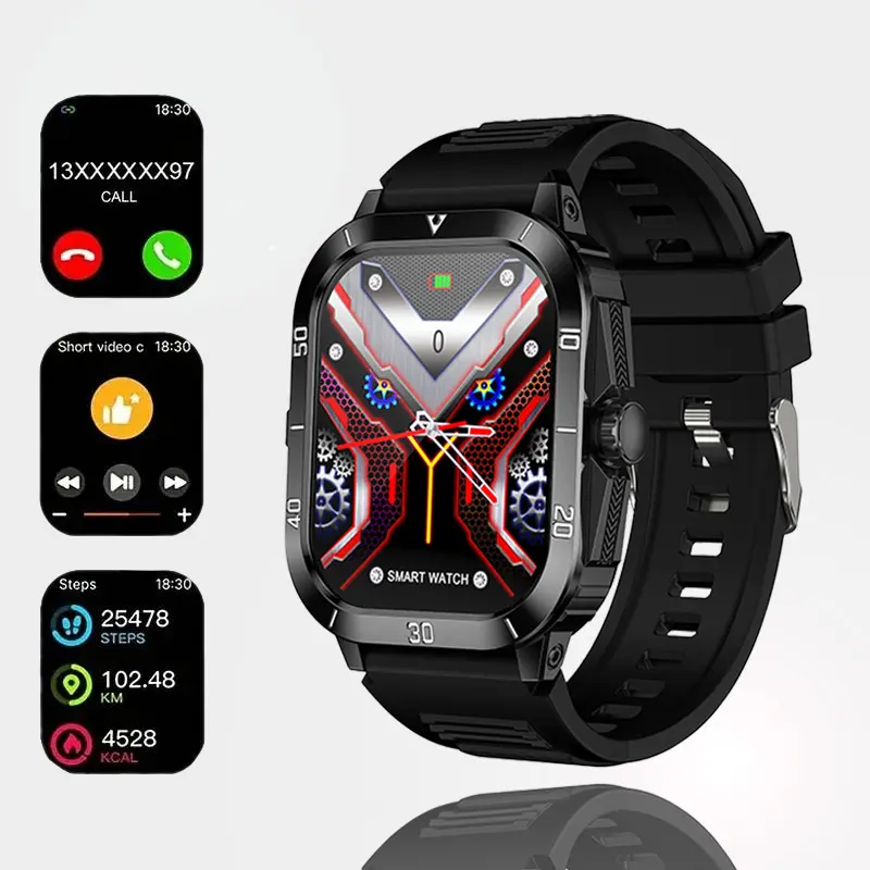 2026 Wireless Digital Smart Watch (Wearable Tech), 2.01-in HD Screen, 350mAh Long Battery, Multi-Sports Mode, Built-In Camera, Phone Sync, Android & iOS Compatible, Father's Day/Christmas Gifts for Men, Devices