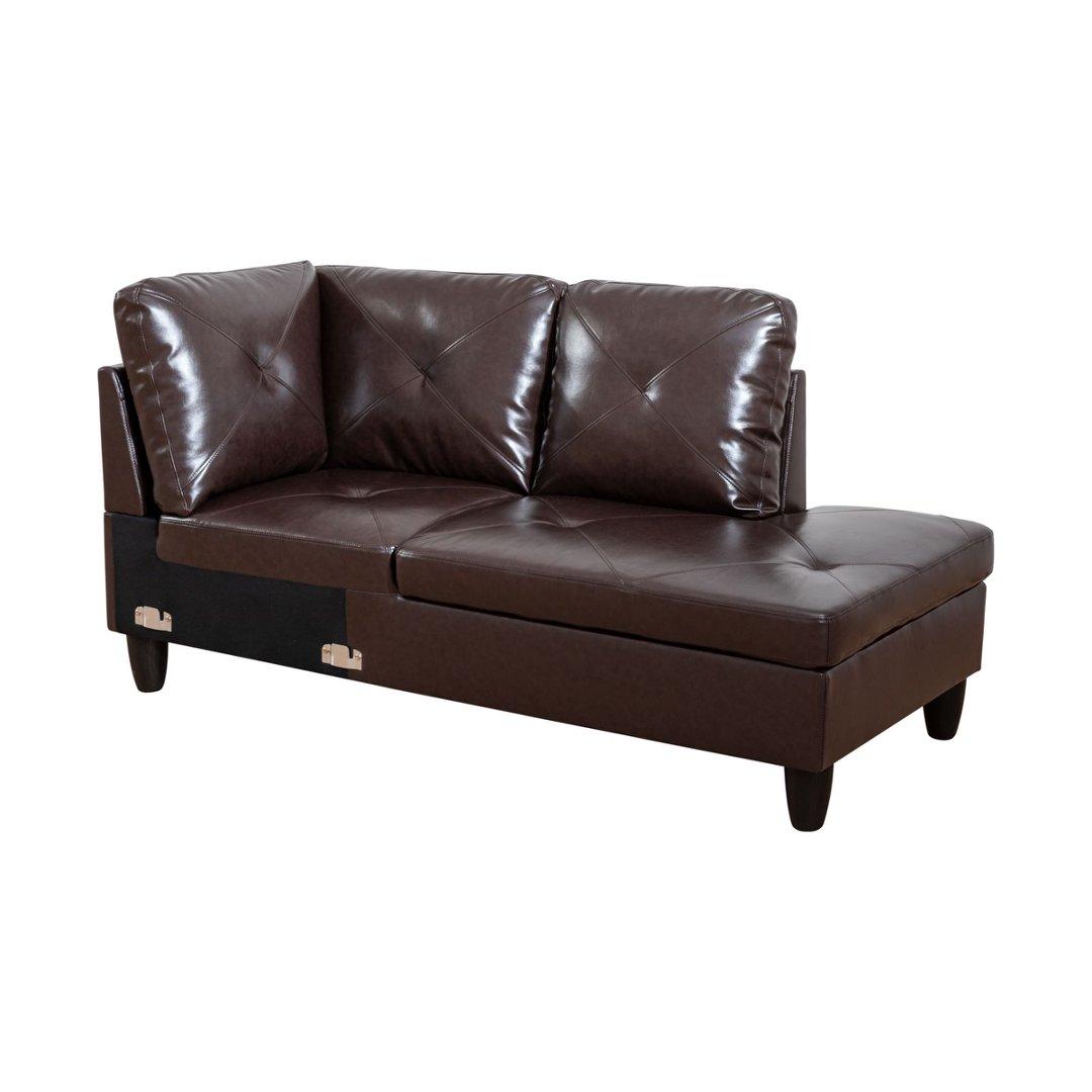 Brown Faux Leather 3-Piece Couch Living Room Sofa Set