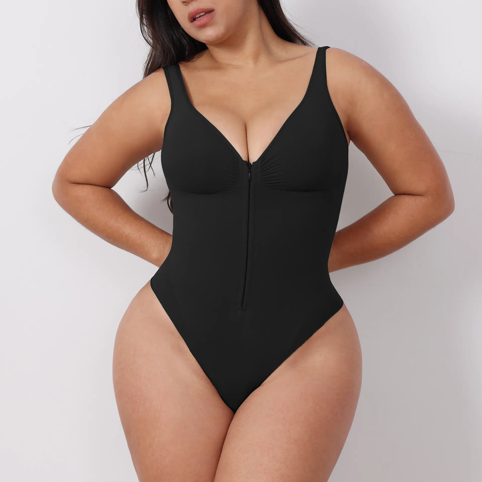 Seamless Covered Bust Bodysuit for Women Girl Breathable Strong Tummy Control High Waisted Shapewear Sleeveless Corset Womenswear Adjustable Jumpsuit Peach Heart Collar Fit Comfortable Fit for Outdoor Large Size Zipper Style Abdomen Control Garment