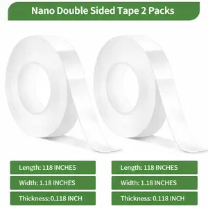 Ultra-strong Double Sided Adhesive Nano Tape Transparent Reusable Waterproof Tapes Heat Resistance for Bathroom Home Decoration 16.4FT Traceless Magic Tape