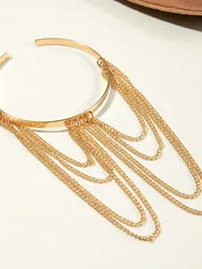 Elegant Multi-Layer Metal Chain Pendant Fringe Arm Ring, High-End Fashion Accessory, DIY Versatile Open Arm Band, Stylish Jewelry