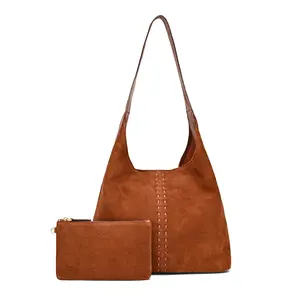 Hydrangea Medium Classic Suede Hobo Bag