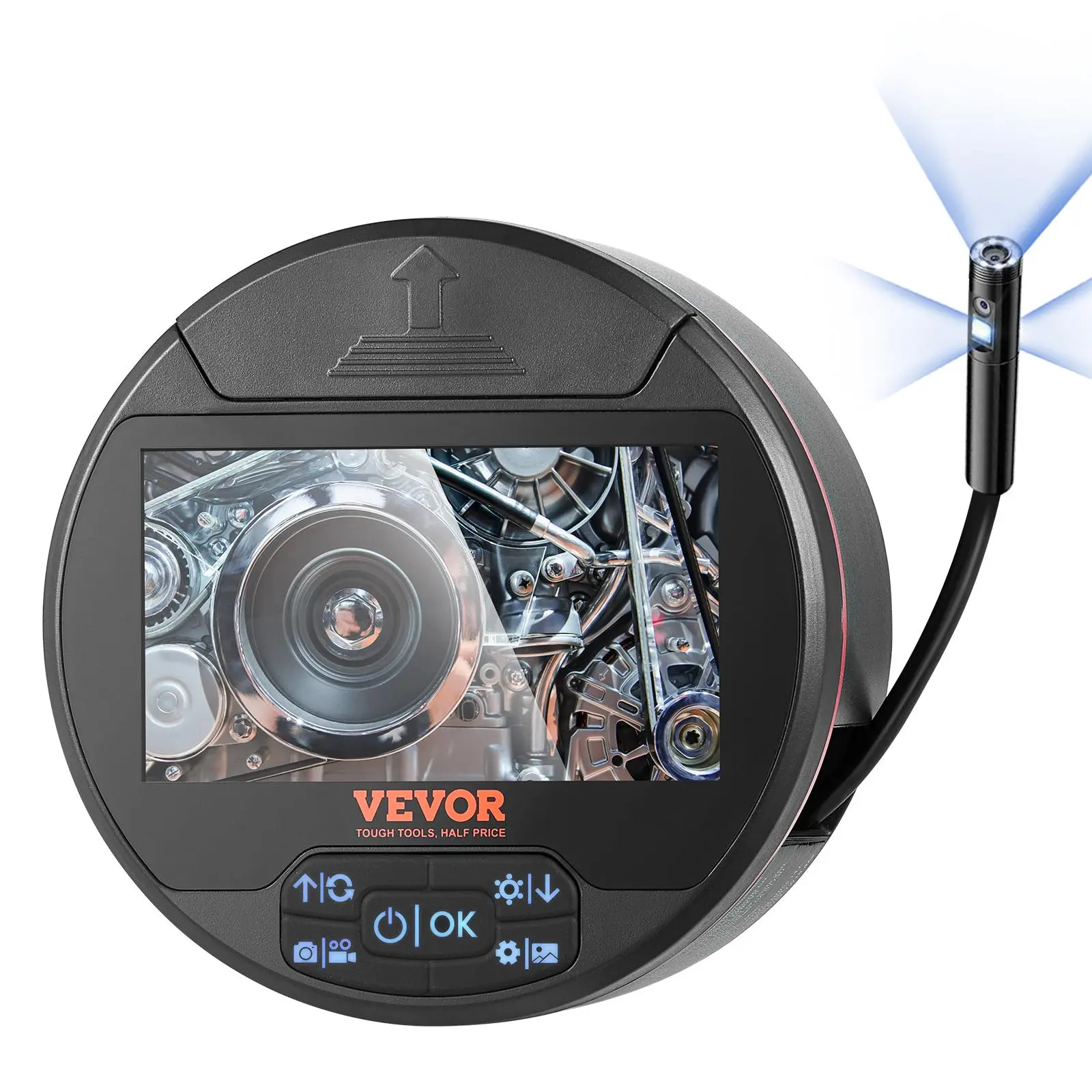 【toolupgrade】VEVOR Borescope Triple Lens Endoscope Camera with Light,4.3" IPS Screen Inspection Camera with 8 + 2 LightsIP67 Waterproof Snake Scope Camera for AutomotivePlumbing (16.4FT Cable32GB Card)