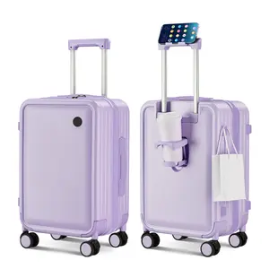 New Design! 【SAIKIT】 2PCS PC Luggage Set | 20&24 Inch Cute Trolley Cases with Phone/Cup Holder Large Capacity & Dry Wet Separation for Long Distance Travel-6037