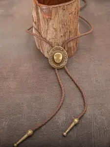 1pc Niche Personality Western Cowboy Bolo Tie Fashion Collar Necklace, Retro Nostalgic Style Copper Color Silver Unisex Bolo Tie Necklace, Fashionable Personalized Accessory, Suitable For Daily Wear, Excellent Gift Choice, Fashionable Jewelry Accessories