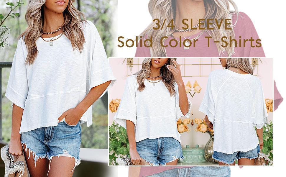 Imily Bela Women's Summer Casual Crewneck Batwing Half Sleeve T-Shirts Solid Color Loose Fit Cute Basic Flowy Tops Tees Blouses Imily Bela Women's Summer Casual Crewneck Batwing Half Sleeve T-Shirts Solid Color Loose Fit Cute Basic Flowy Tops Tees Blouses