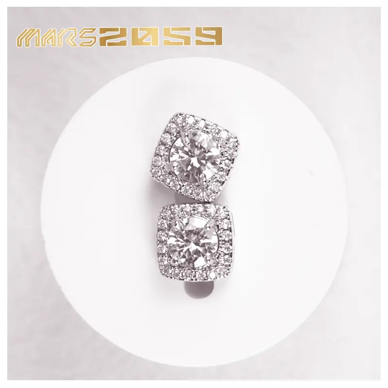 [MARS2059]Moissanite Ear Stud Earrings 0.5-1.2 Carat D Color For Women 925 Sterling Silver Sparkling Piercing Earring Fine Jewelry