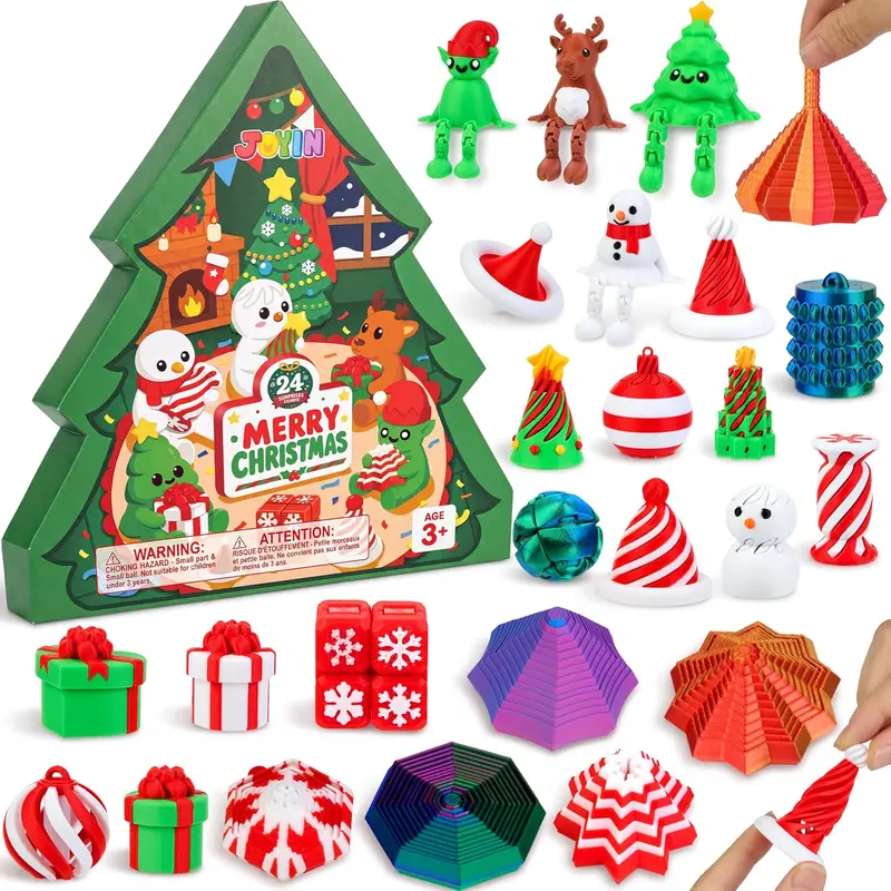 JOYIN Advent Calendar 2026 Christmas 3D Printed Fidget Toys Spiral Cone