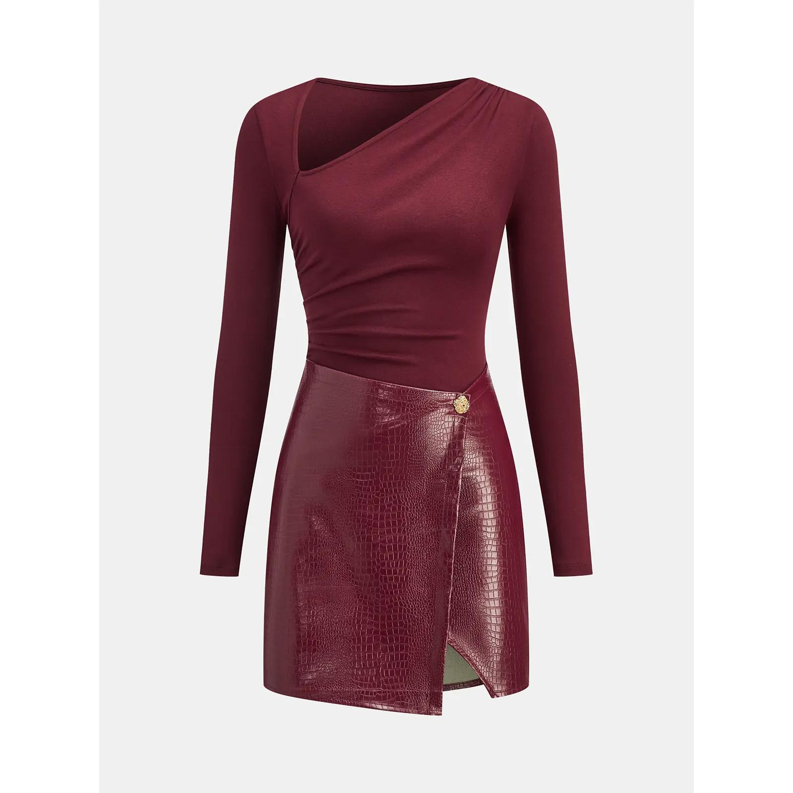 Faux Leather Paneled Knit Mini Dress
