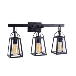 Rustic Farmhouse Vanity 3 Light with Seedy Glass Bath Light